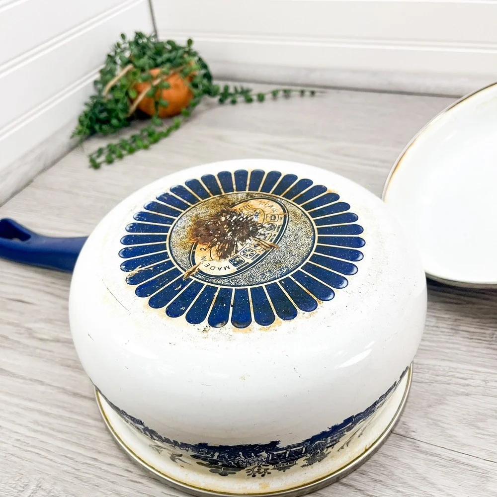 Heritage Mint, Blue Willow, Enamelware Cookware -Covered Sauce Pan‎